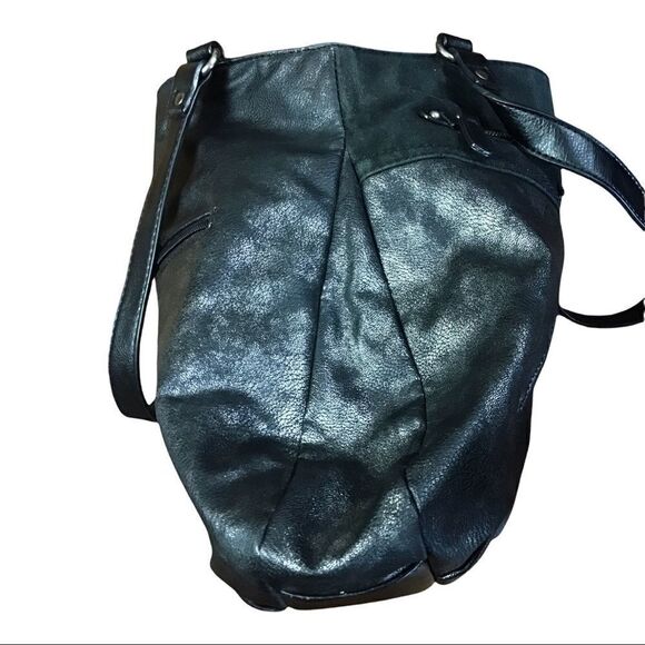 David Jones of Paris Black Metallic & suede Trim Shoulder Bag - Picture 9 of 11